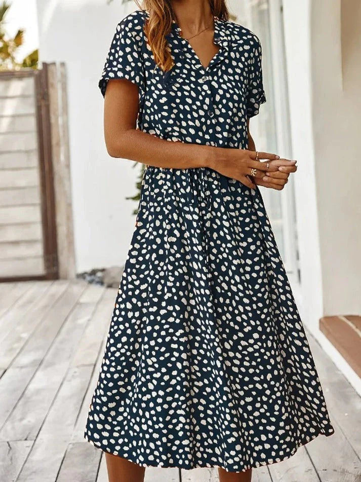 Robe d'Été Vintage Femme à Manches Mi-Longues en Tissu Léger 8