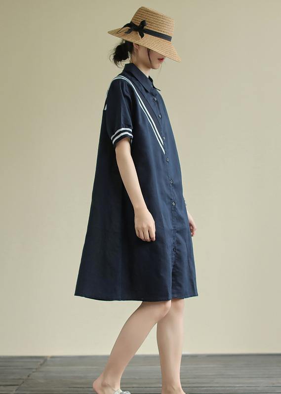 Robe d'été Boutonnée à Rayures pour Femmes 2