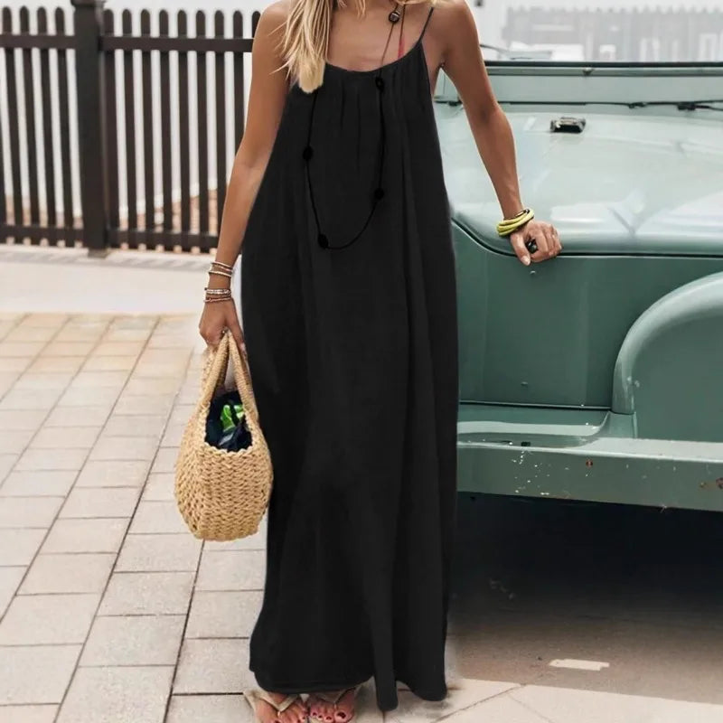 Robe d'été Femme à Bretelles Spaghetti Décontractée 2