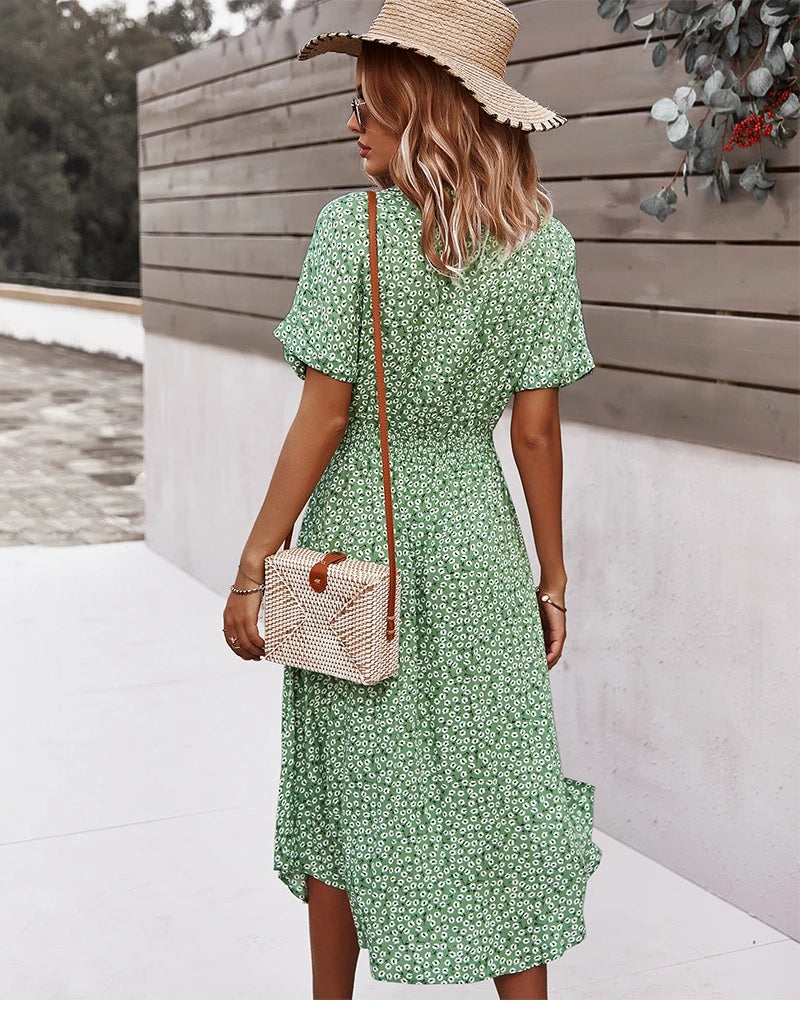 Robe d'été Mi-Longue à Imprimé Floral pour Femmes 1