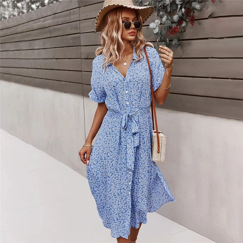 Robe d'été Mi-Longue à Imprimé Floral pour Femmes 3