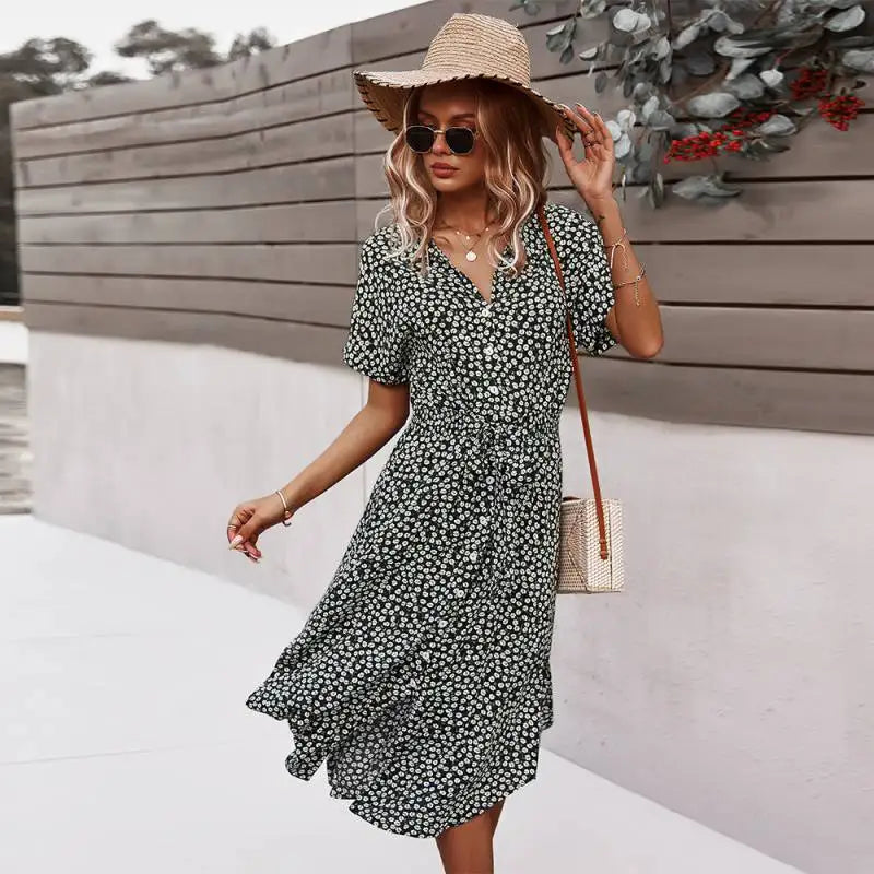 Robe d'été Mi-Longue à Imprimé Floral pour Femmes 8