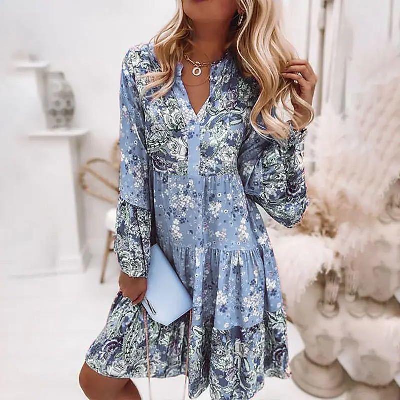 Robe d'été à col V pour femmes 1