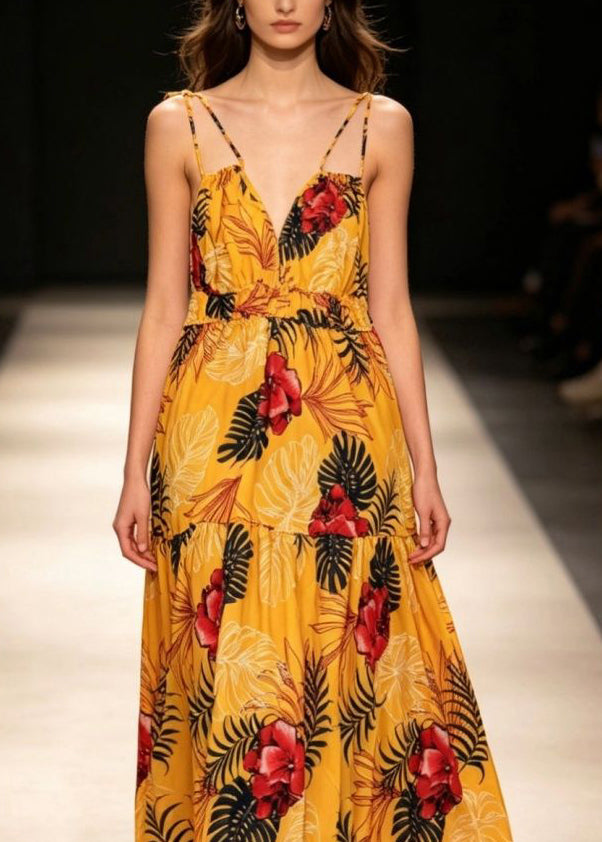 Robe d'été femme à bretelles spaghetti et col en V imprimé 2