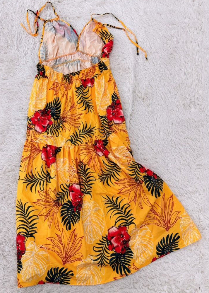 Robe d'été femme à bretelles spaghetti et col en V imprimé 3