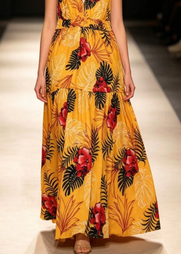Robe d'été femme à bretelles spaghetti et col en V imprimé 4