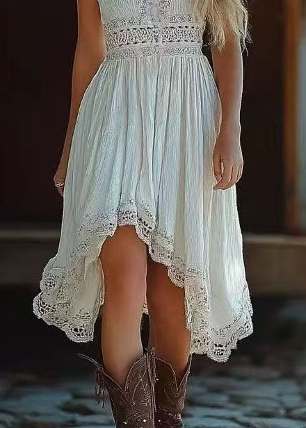 Robe d'été femme à col en V asymétrique style bohème 4