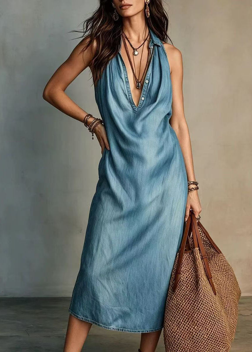 Robe d'été femme col en V coupe ample 2