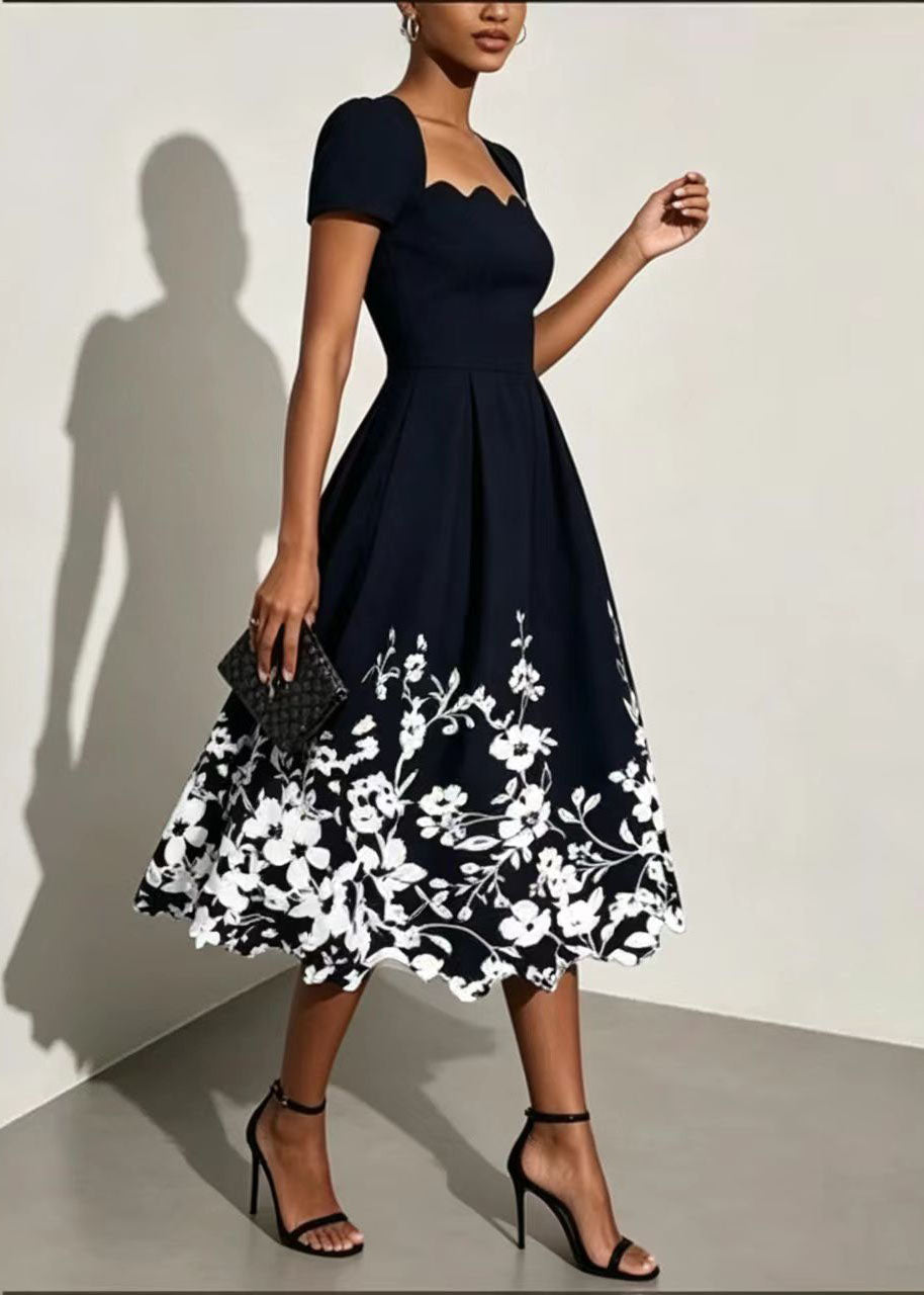 Robe d'été femme style bohème col carré 1