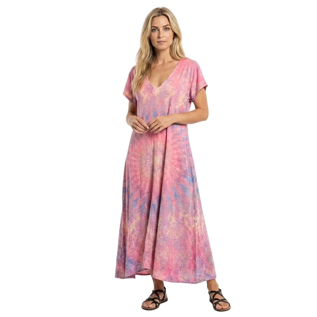 Robe d'été pour femme, col en V, coupe fluide 0