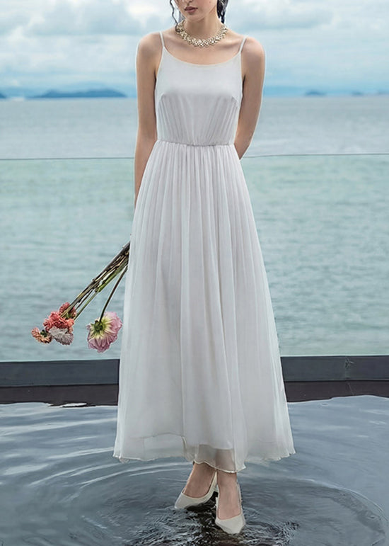 Robe d'été pour femme à bretelles spaghetti froissée 0