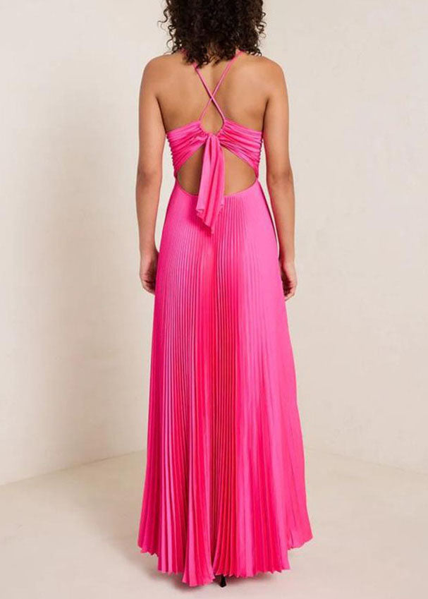 Robe d'été pour femme à col en V et bretelles spaghetti froissées 2