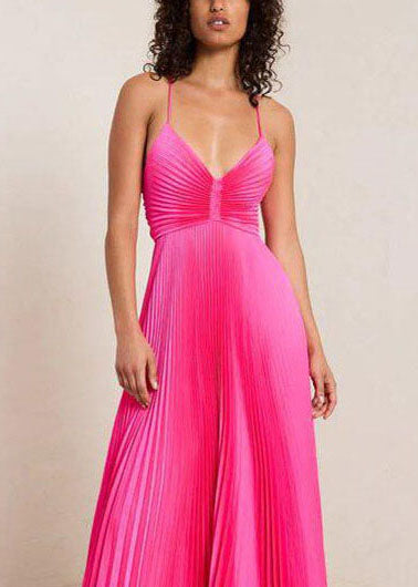 Robe d'été pour femme à col en V et bretelles spaghetti froissées 3