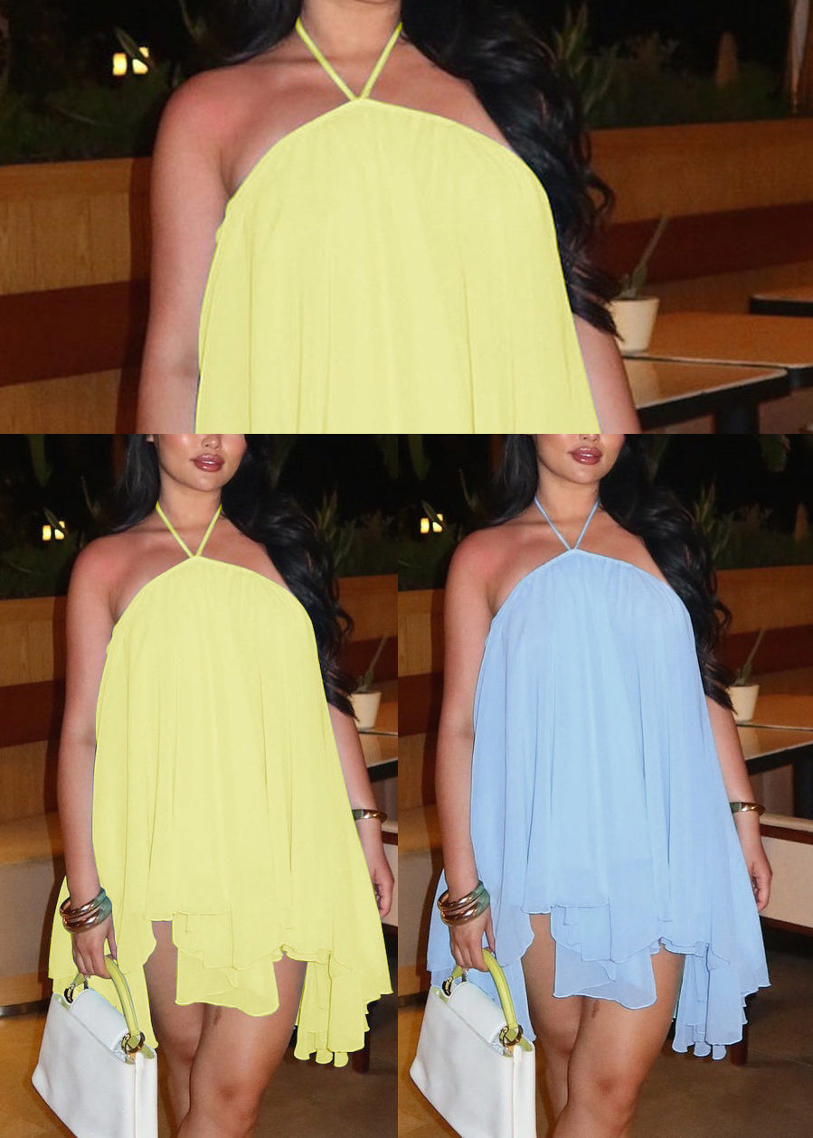 Robe d'été pour femme asymétrique à col licou 4