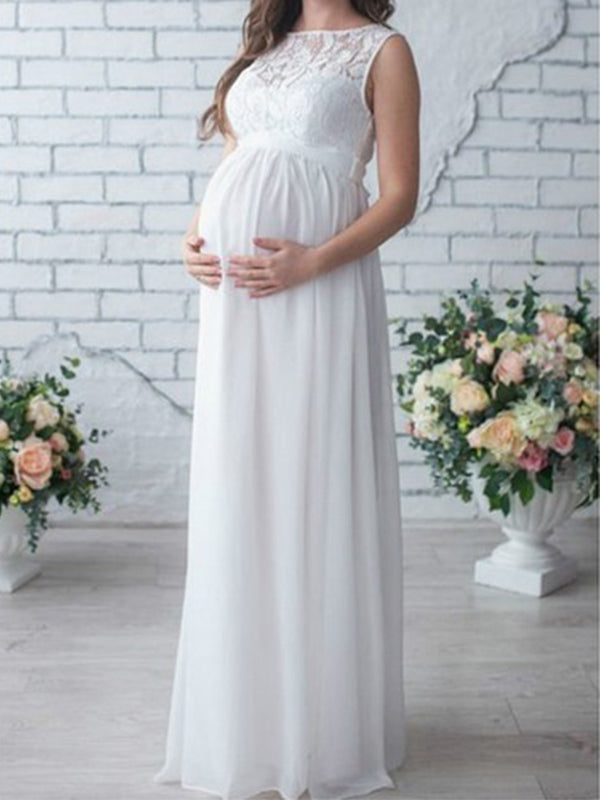 Robe de Grossesse Bohème Longue Ceinturée pour Soirée Femme Enceinte 0