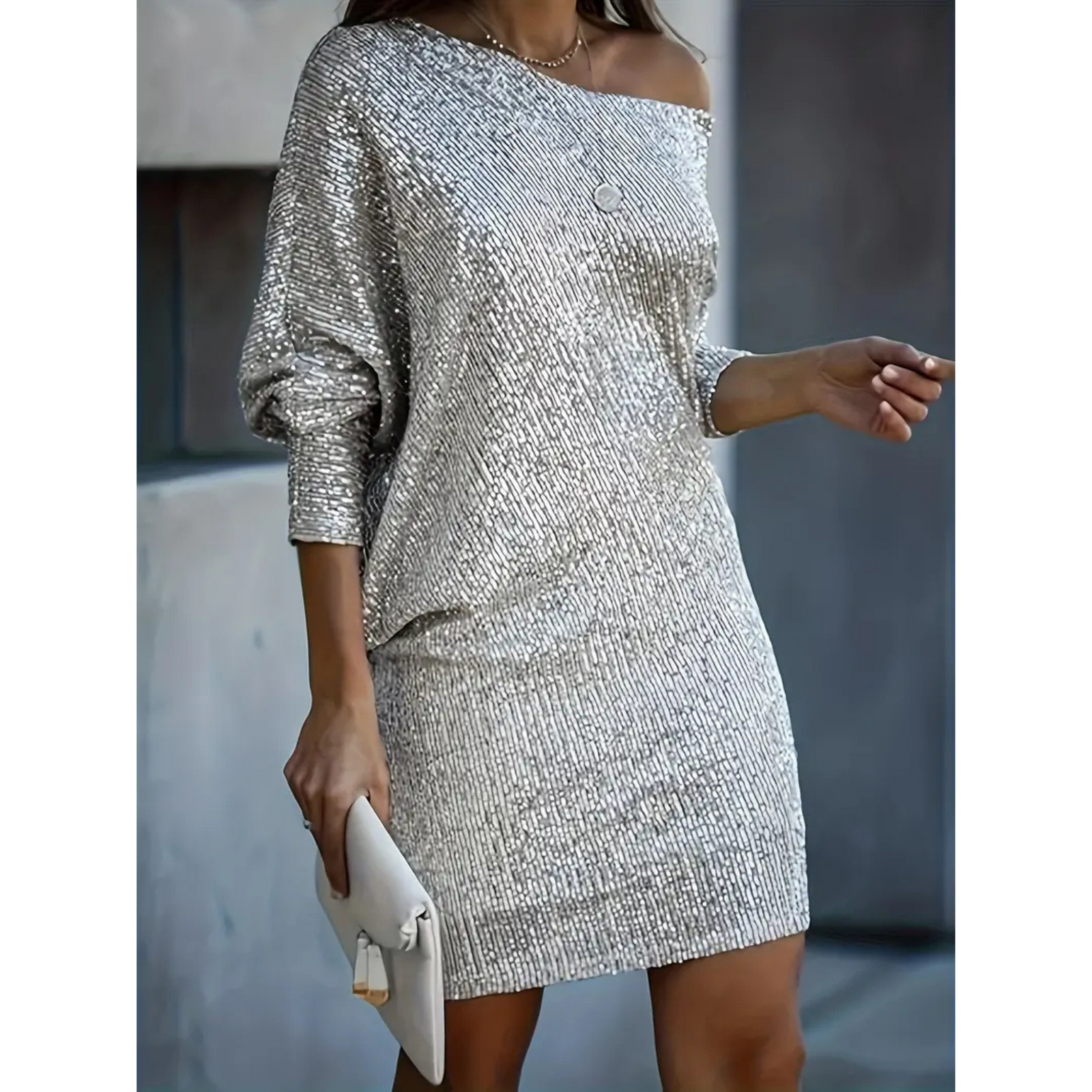 Robe de Soirée Femmes à Sequins Contrastés 1