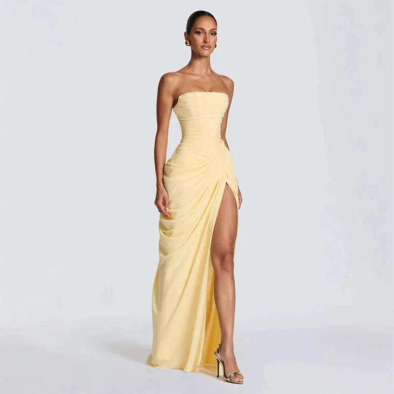Robe de Soirée Longue Dos Nu pour Femmes, Fente Haute et Sans Manches 12