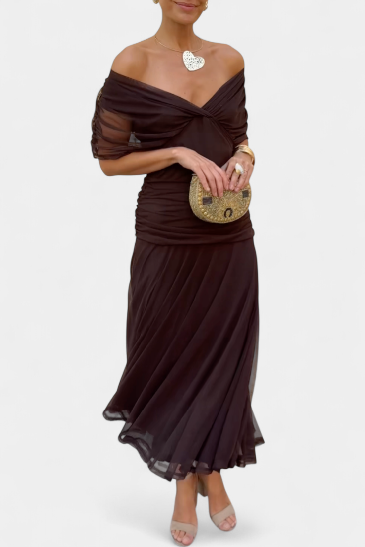 Robe de Soirée Longue Épaules Dénudées Chic pour Femme 5