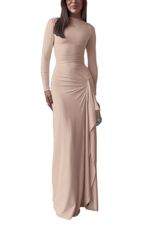 Robe de soirée longue drapée avec fente 2