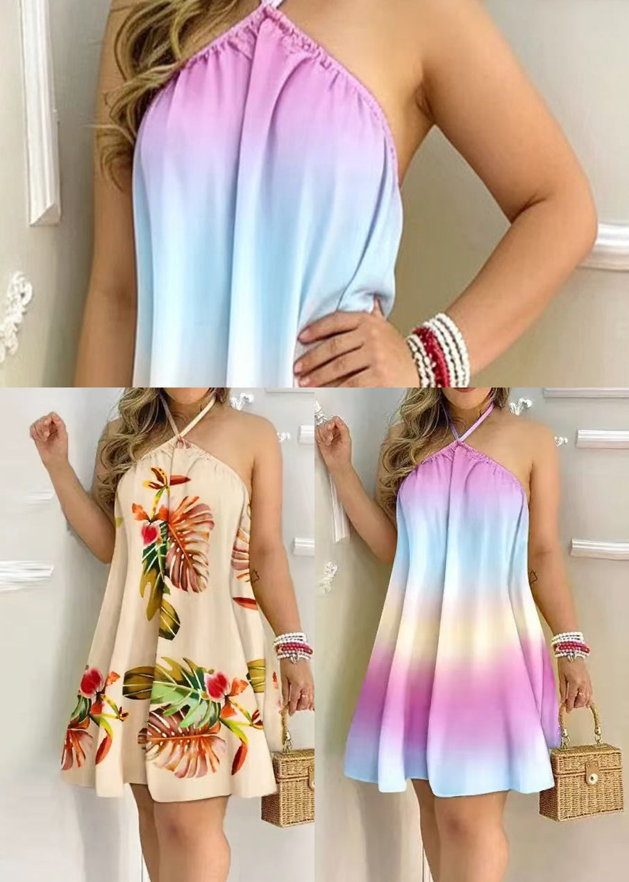 Robe dos nu sans manches pour femme style arc-en-ciel 4