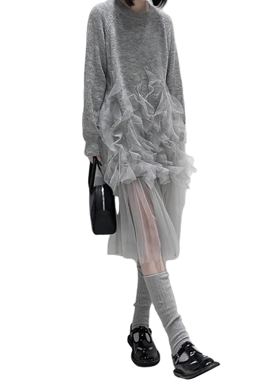 Robe en Tricot à Volants pour Femme 0