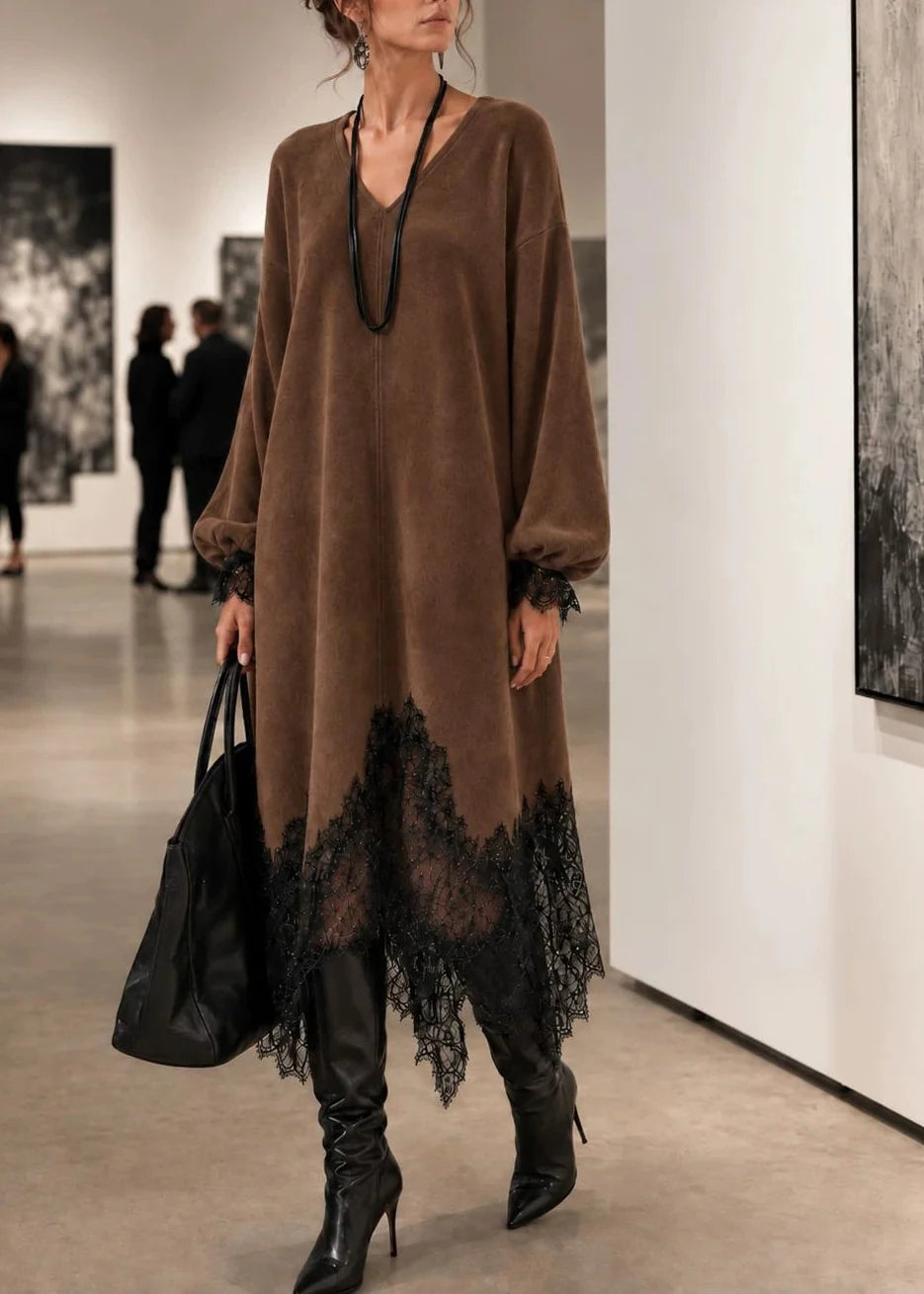 Robe femme asymétrique patchwork automne 2