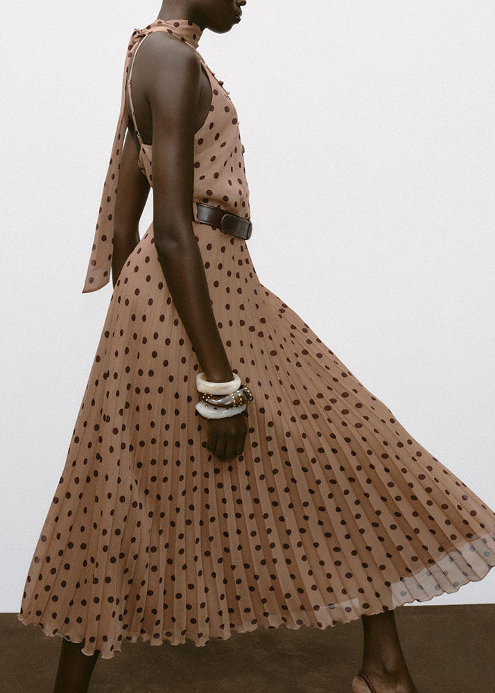 Robe femme dos nu imprimé à pois sans manches 2