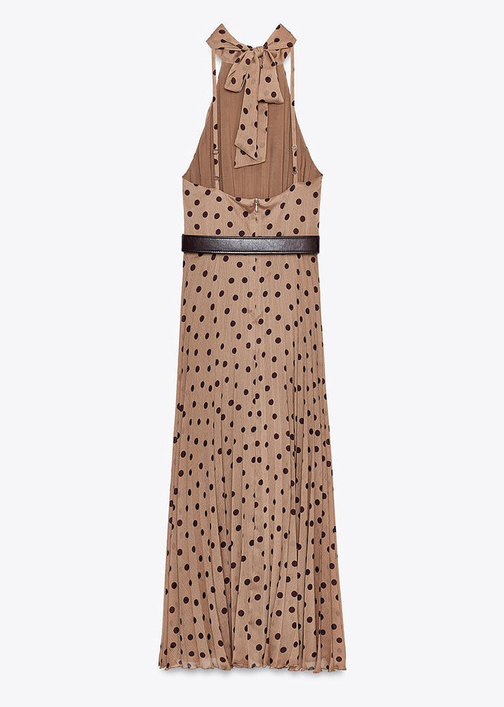 Robe femme dos nu imprimé à pois sans manches 4