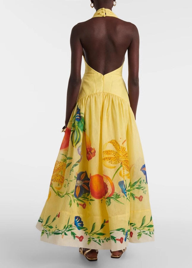 Robe femme sans manches col en V imprimée style vacances 1