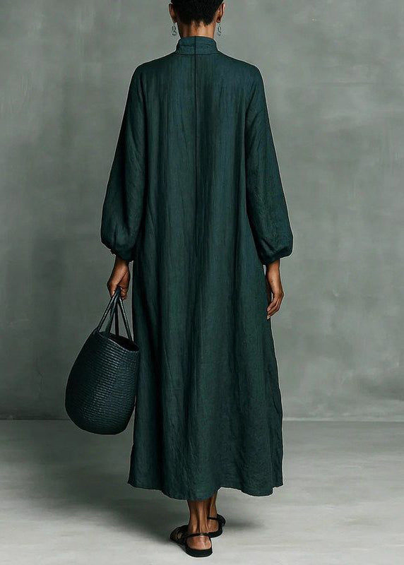 Robe longue à col roulé brodée pour femme grande taille manches longues 4