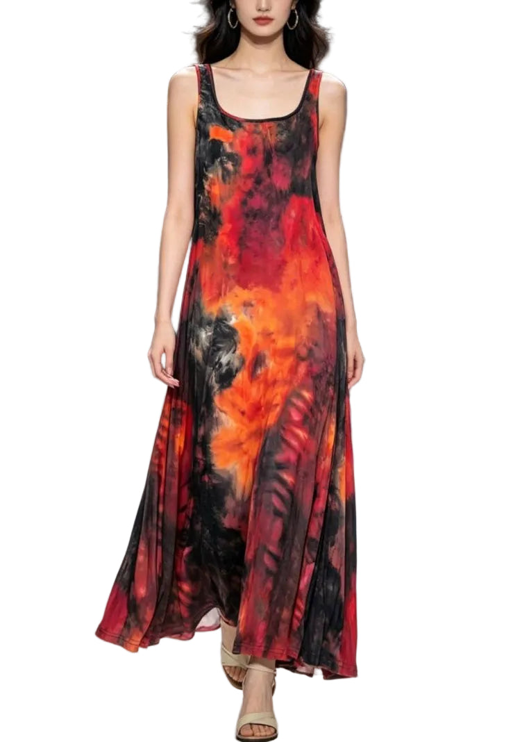 Robe longue de plage femme à bretelles spaghetti et col en U 0