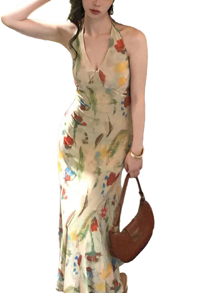 Robe longue de soirée fluide sans manches pour femme 0