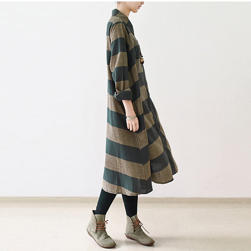 Robe longue femme à rayures décontractée grande taille automne 1