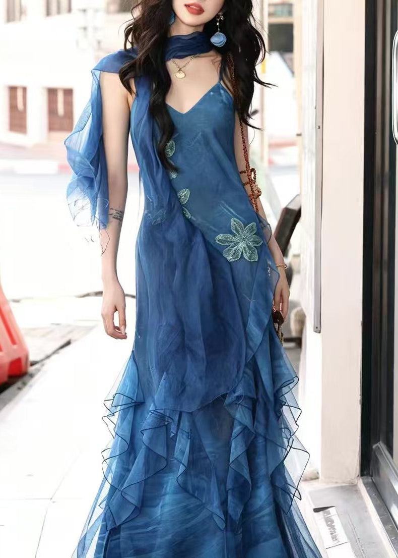 Robe longue femme à volants coupe ajustée été 4
