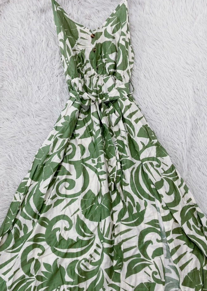 Robe longue femme ample col en V ouverte sur le côté 1