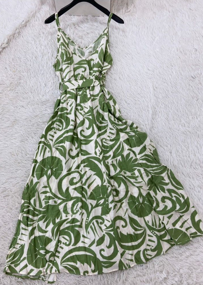 Robe longue femme ample col en V ouverte sur le côté 3
