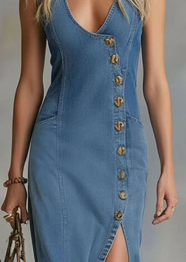 Robe longue femme asymétrique ouverte sur le côté 3