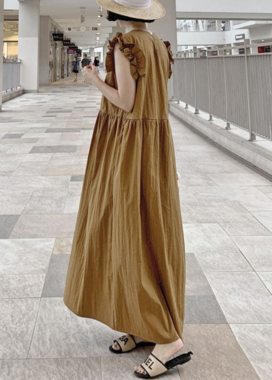 Robe longue femme bordure festonnée style estival 2