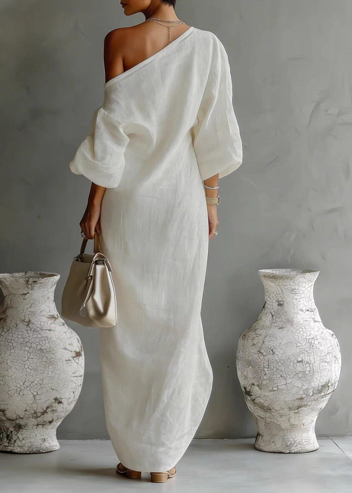 Robe longue femme design asymétrique printemps 1