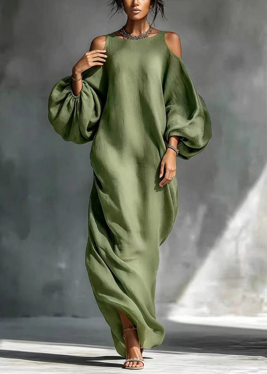 Robe longue femme épaules dénudées manches longues 1