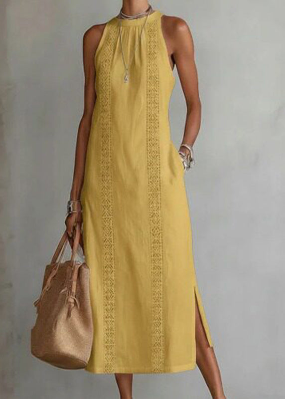 Robe longue femme ouverte sur le côté imprimée 1