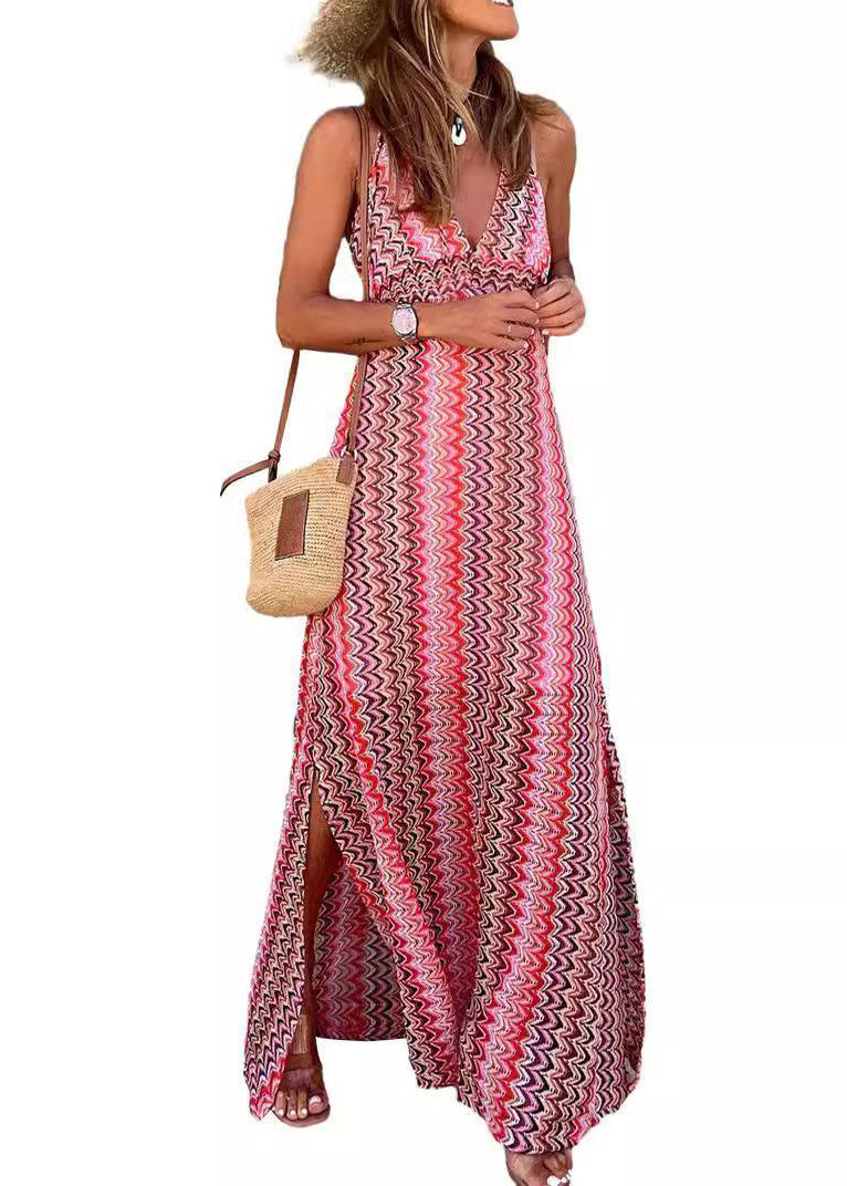 Robe longue femme style bohème ouverte sur le côté 4