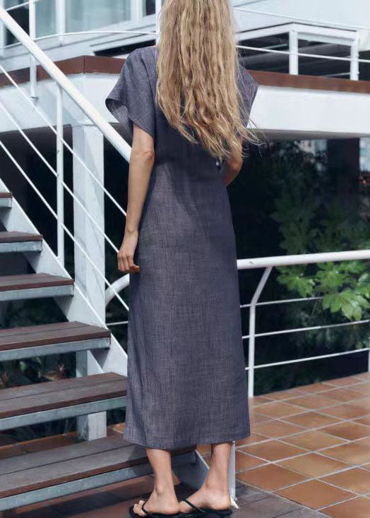 Robe longue femme style froissé ouverte sur le côté 2
