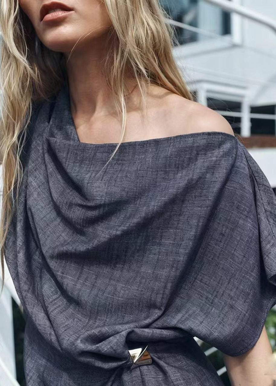 Robe longue femme style froissé ouverte sur le côté 4