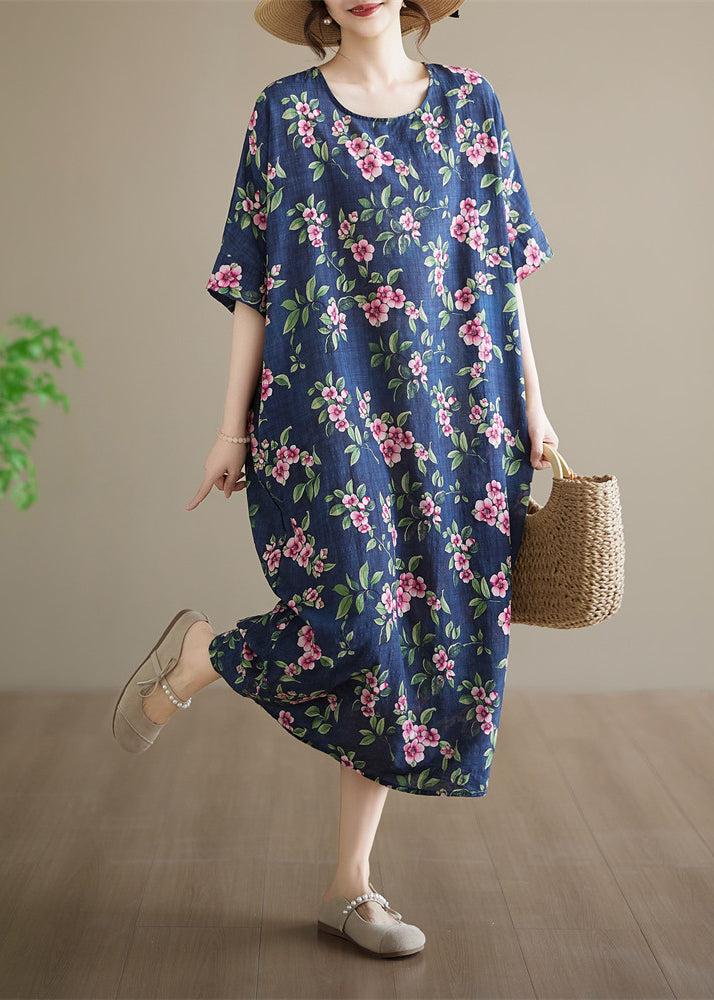 Robe longue imprimée col rond grande taille femme été 2