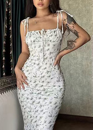 Robe longue pour femmes à lacets coupe cintrée été 4