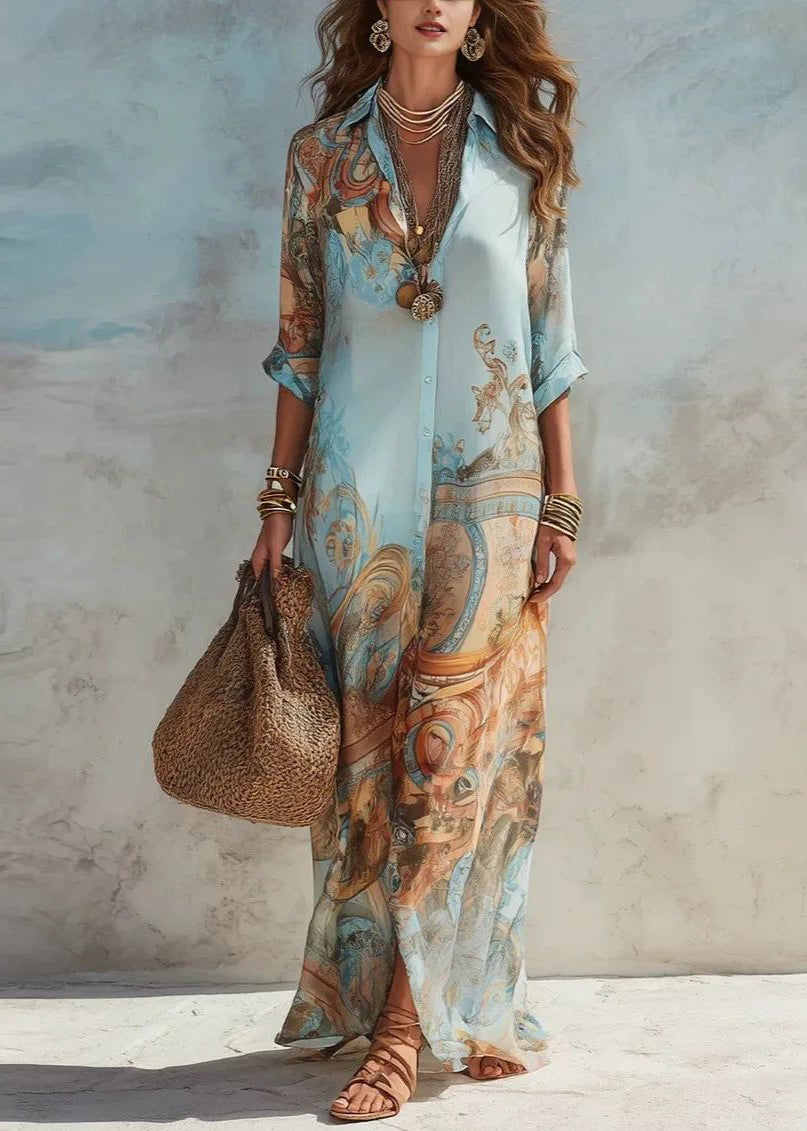 Robe longue pour femmes col Peter Pan style estival 2