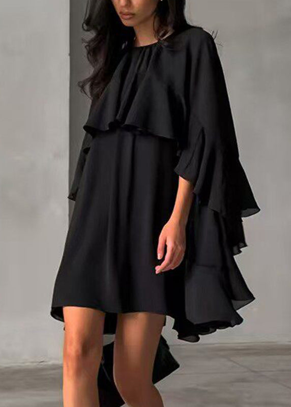 Robe mi-longue à volants pour femme coupe ample 0