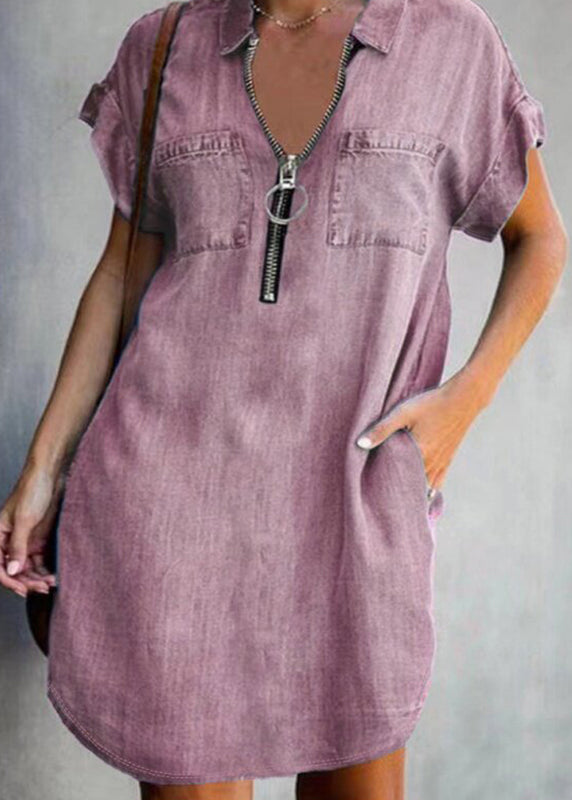 Robe mi-longue décontractée à col Peter Pan pour femme 1