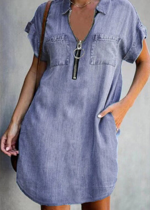 Robe mi-longue décontractée à col Peter Pan pour femme 2